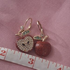 Betsey Johnson Red and Gold Apple Earrings